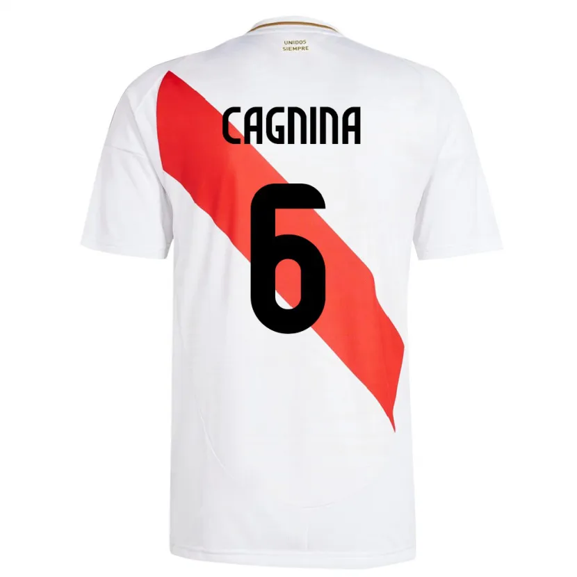 Danxen Kinderen Peru Claudia Cagnina #6 Wit Thuisshirt Thuistenue 24-26 T-Shirt