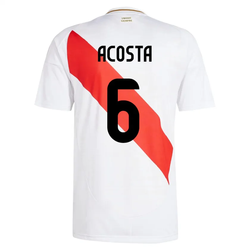 Danxen Kinderen Peru Ruby Acosta #6 Wit Thuisshirt Thuistenue 24-26 T-Shirt