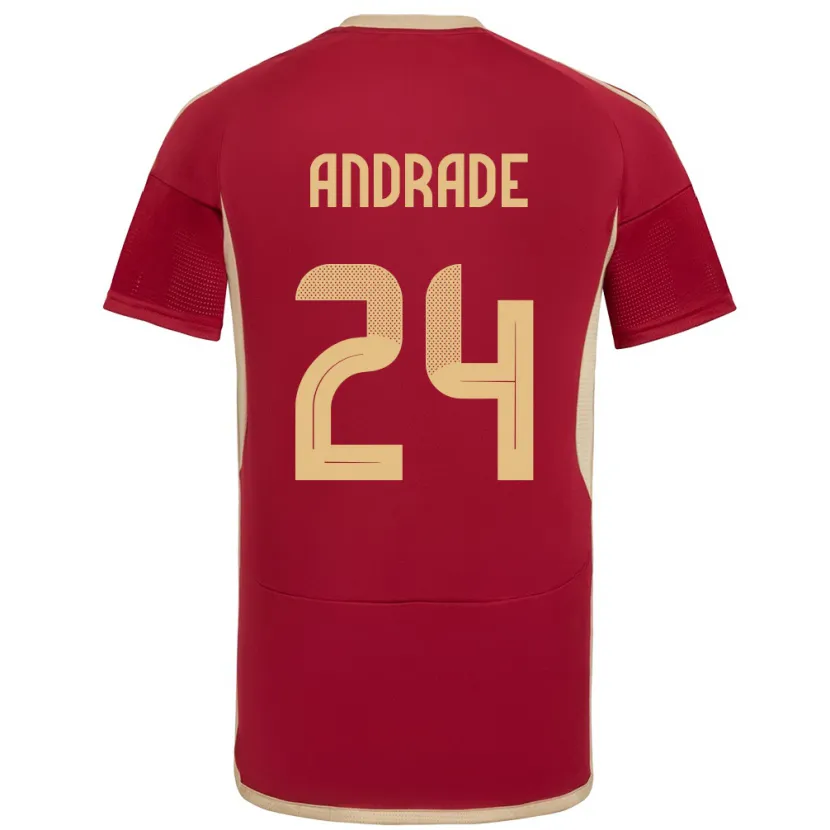 Danxen Kinderen Venezuela Kervin Andrade #24 Bourgondië Thuisshirt Thuistenue 24-26 T-Shirt