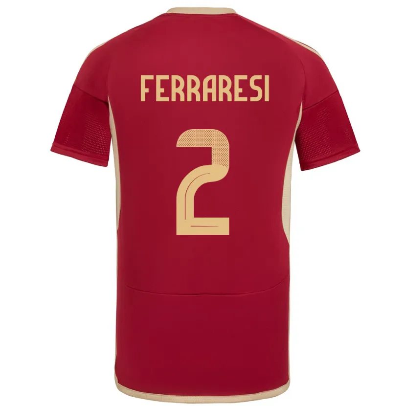 Danxen Kinderen Venezuela Nahuel Ferraresi #2 Bourgondië Thuisshirt Thuistenue 24-26 T-Shirt