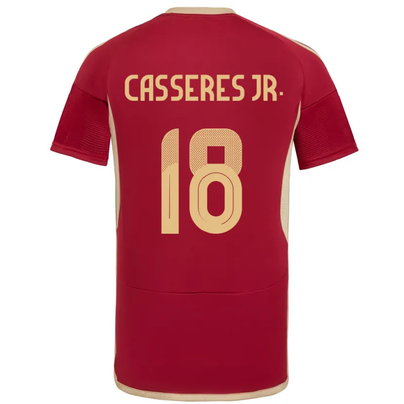 Danxen Kinderen Venezuela Cristian Cásseres Jr. #18 Bourgondië Thuisshirt Thuistenue 24-26 T-Shirt