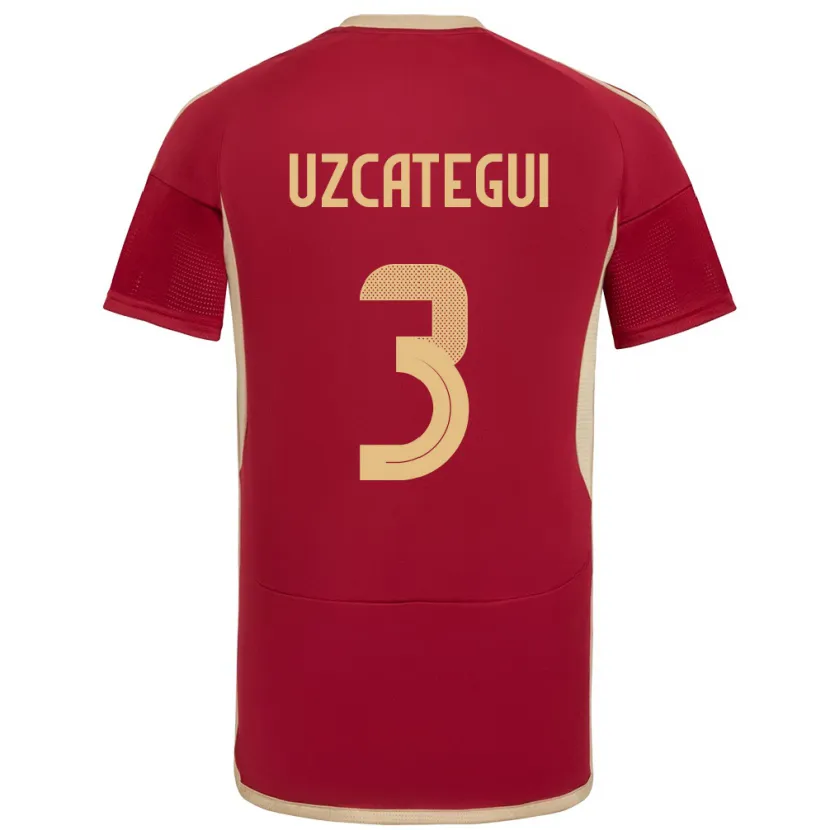 Danxen Kinderen Venezuela Rafael Uzcátegui #3 Bourgondië Thuisshirt Thuistenue 24-26 T-Shirt