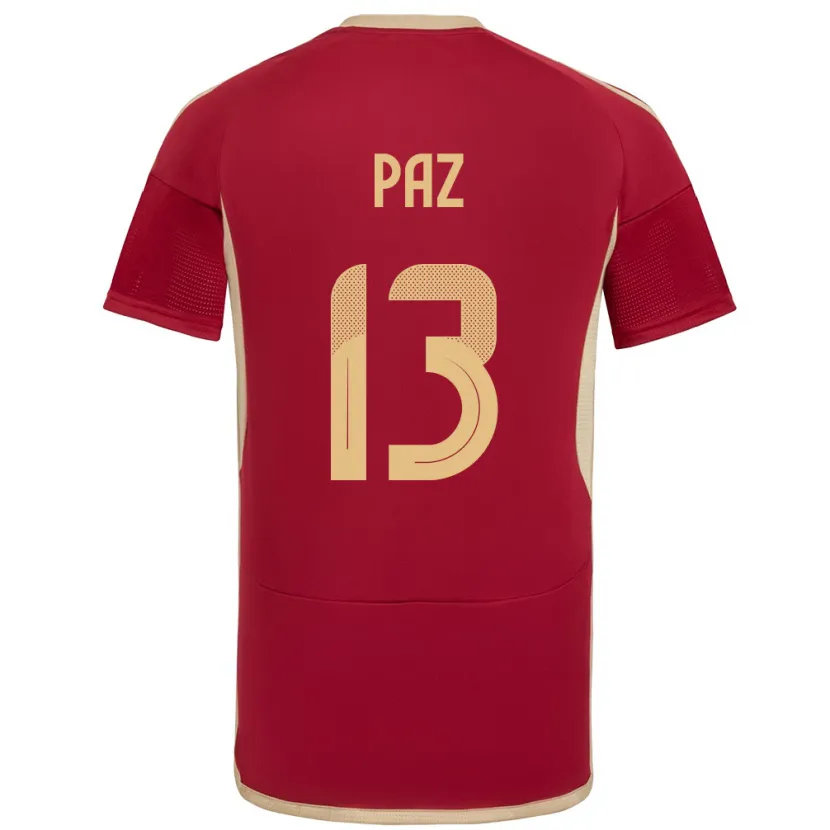 Danxen Kinderen Venezuela Jesús Paz #13 Bourgondië Thuisshirt Thuistenue 24-26 T-Shirt