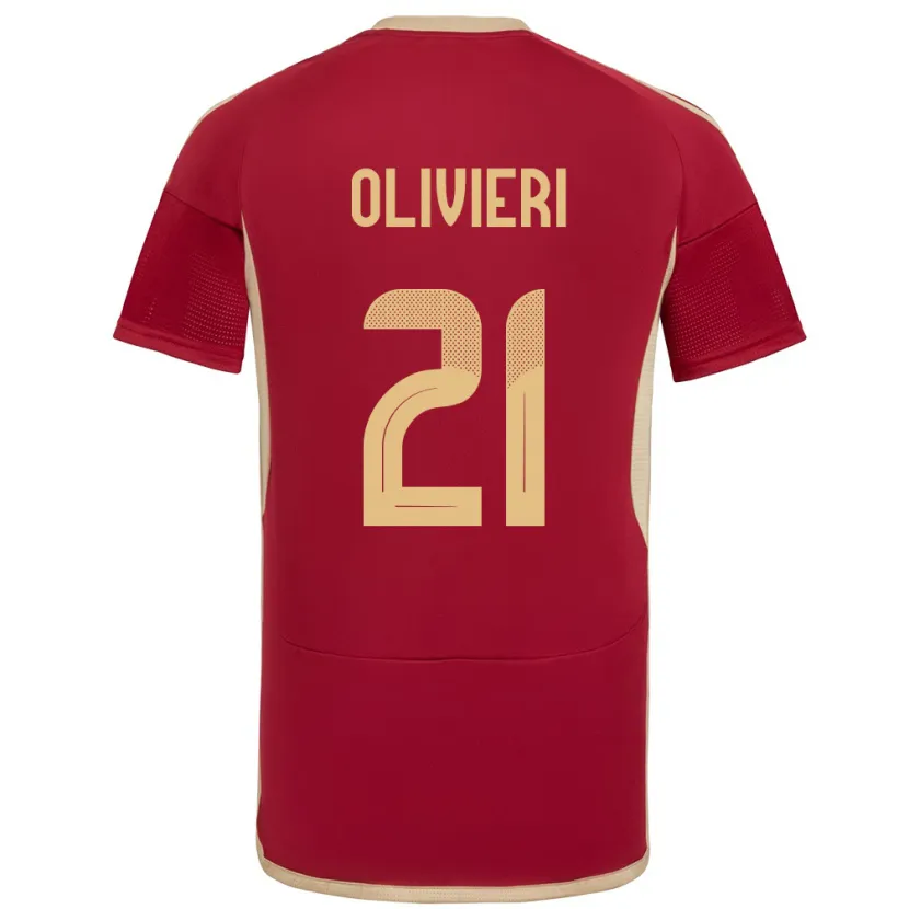 Danxen Kinderen Venezuela Bárbara Olivieri #21 Bourgondië Thuisshirt Thuistenue 24-26 T-Shirt