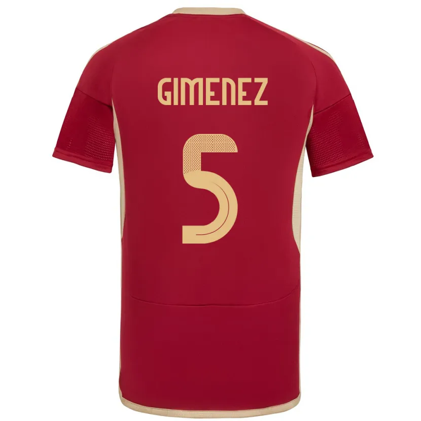 Danxen Kinderen Venezuela Yenifer Giménez #5 Bourgondië Thuisshirt Thuistenue 24-26 T-Shirt