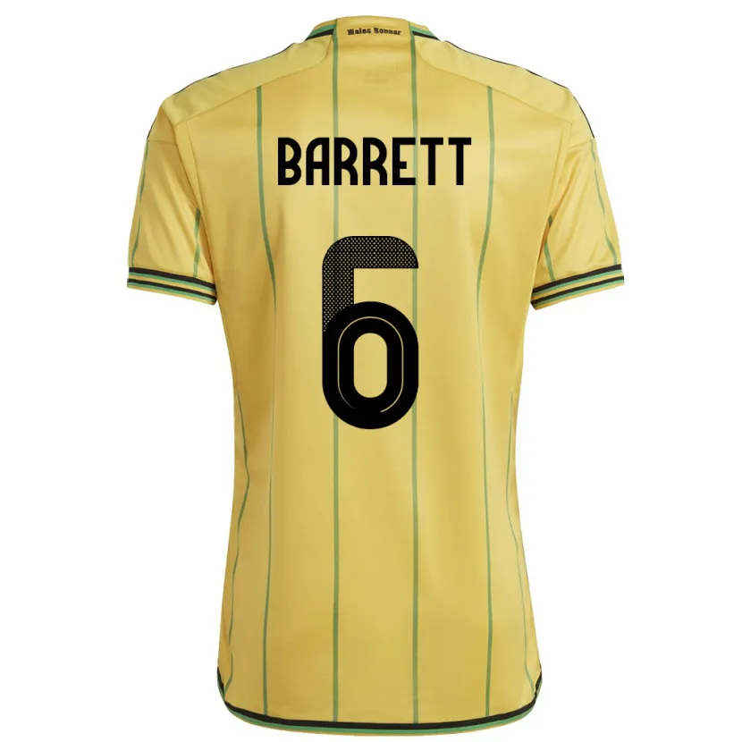 Danxen Kinderen Jamaica Ronaldo Barrett #6 Geel Thuisshirt Thuistenue 24-26 T-Shirt