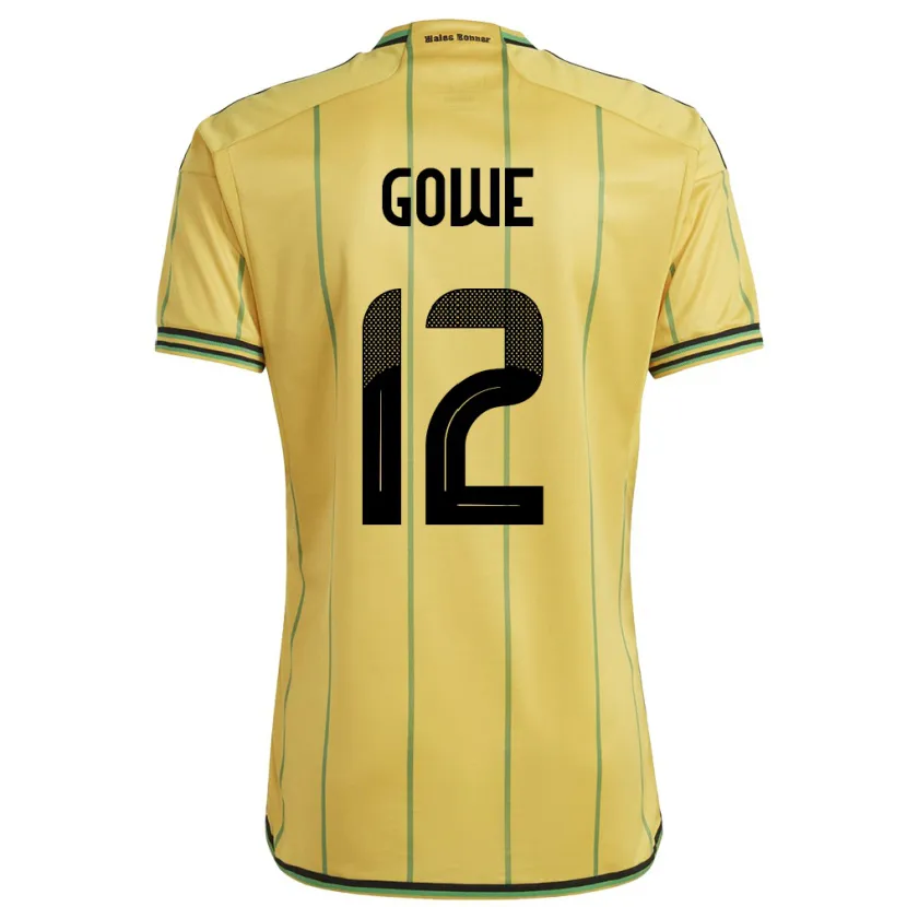 Danxen Kinderen Jamaica Tyrese Gowe #12 Geel Thuisshirt Thuistenue 24-26 T-Shirt
