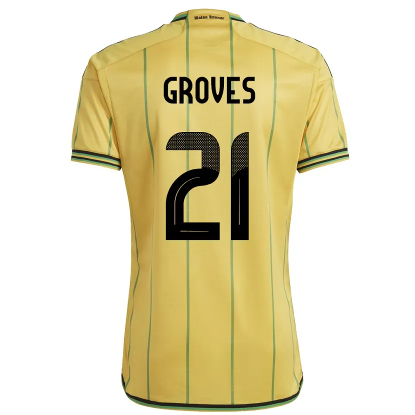 Danxen Kinderen Jamaica Isreala Groves #21 Geel Thuisshirt Thuistenue 24-26 T-Shirt