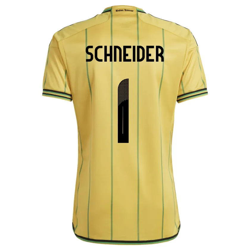 Danxen Kinderen Jamaica Sydney Schneider #1 Geel Thuisshirt Thuistenue 24-26 T-Shirt