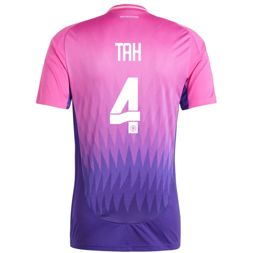 Danxen Kinderen Duitsland Jonathan Tah #4 Roze Paars Uitshirt Uittenue 24-26 T-Shirt