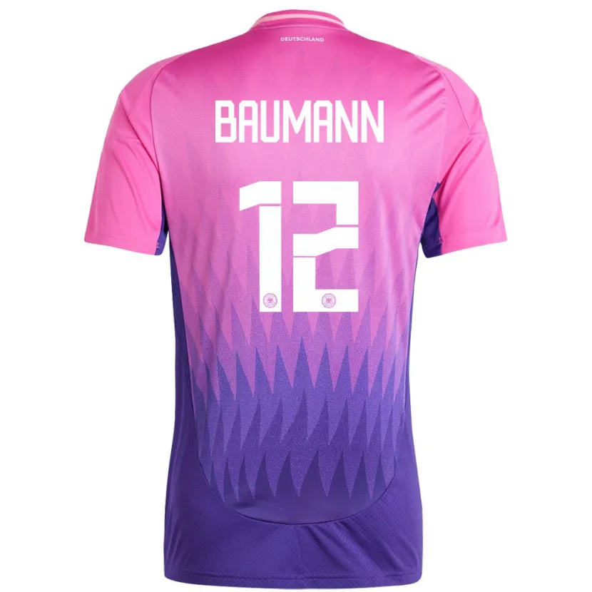 Danxen Kinderen Duitsland Oliver Baumann #12 Roze Paars Uitshirt Uittenue 24-26 T-Shirt