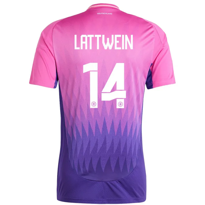 Danxen Kinderen Duitsland Lena Lattwein #14 Roze Paars Uitshirt Uittenue 24-26 T-Shirt