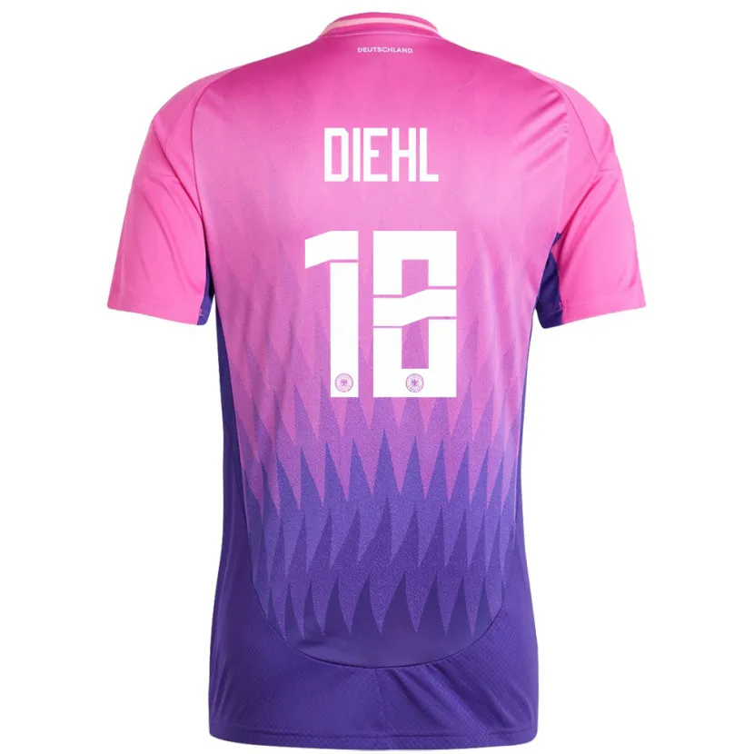Danxen Kinderen Duitsland Justin Diehl #18 Roze Paars Uitshirt Uittenue 24-26 T-Shirt