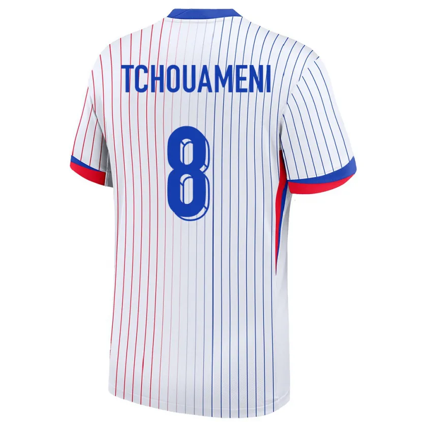 Danxen Kinderen Frankrijk Aurelien Tchouameni #8 Wit Uitshirt Uittenue 24-26 T-Shirt