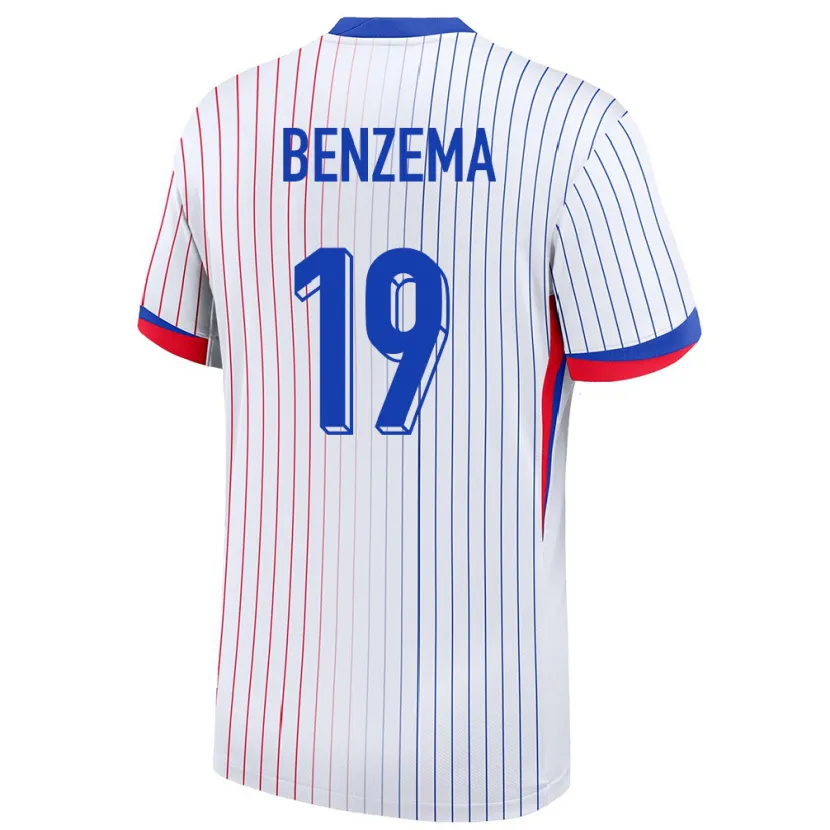 Danxen Kinderen Frankrijk Karim Benzema #19 Wit Uitshirt Uittenue 24-26 T-Shirt