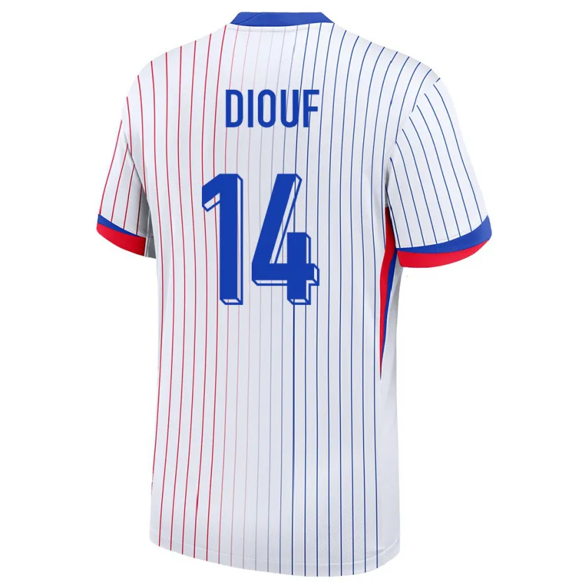Danxen Kinderen Frankrijk Andy Diouf #14 Wit Uitshirt Uittenue 24-26 T-Shirt
