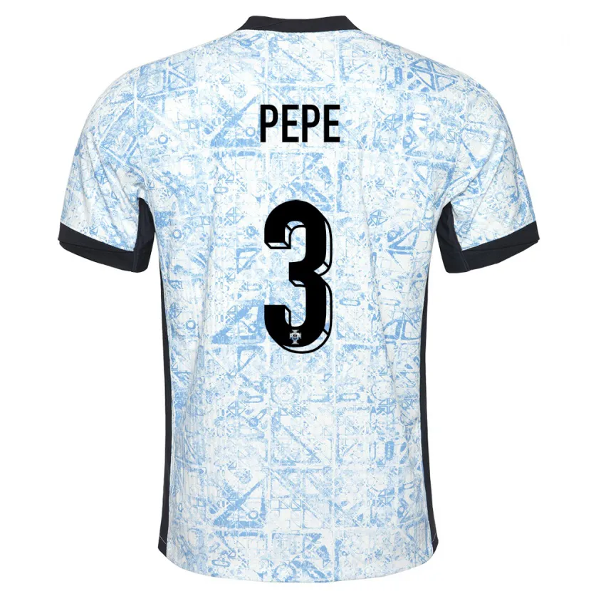 Danxen Kinderen Portugal Pepe #3 Crème Blauw Uitshirt Uittenue 24-26 T-Shirt