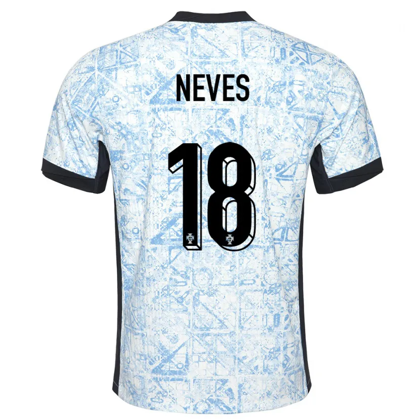 Danxen Kinderen Portugal Ruben Neves #18 Crème Blauw Uitshirt Uittenue 24-26 T-Shirt