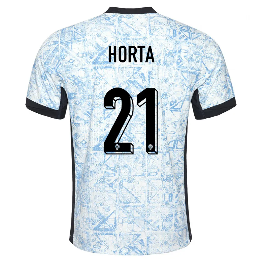 Danxen Kinderen Portugal Ricardo Horta #21 Crème Blauw Uitshirt Uittenue 24-26 T-Shirt