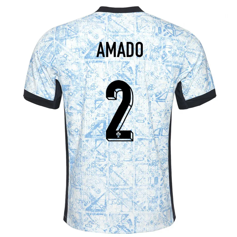 Danxen Kinderen Portugal Catarina Amado #2 Crème Blauw Uitshirt Uittenue 24-26 T-Shirt