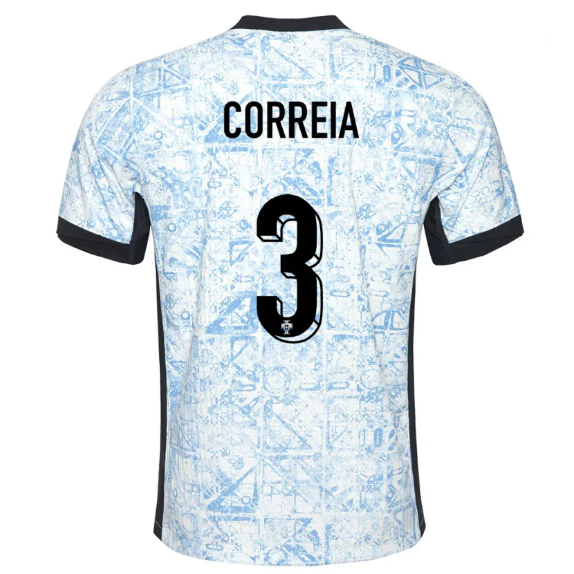 Danxen Kinderen Portugal Alicia Correia #3 Crème Blauw Uitshirt Uittenue 24-26 T-Shirt