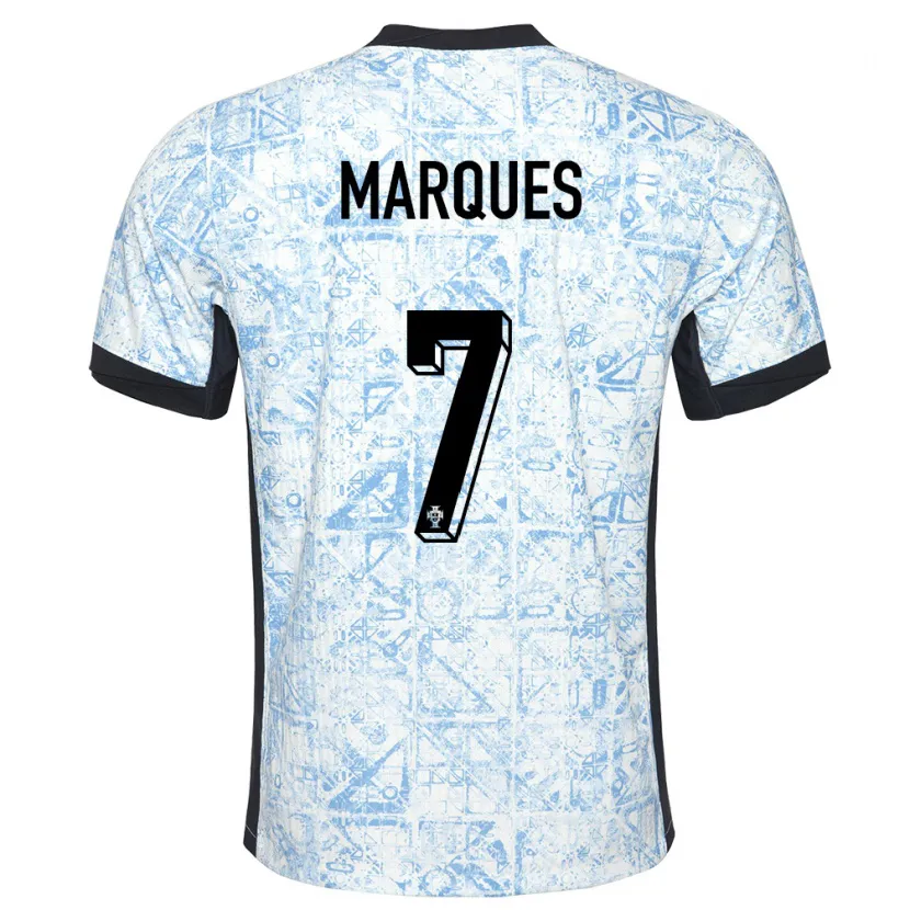Danxen Kinderen Portugal Vanessa Marques #7 Crème Blauw Uitshirt Uittenue 24-26 T-Shirt