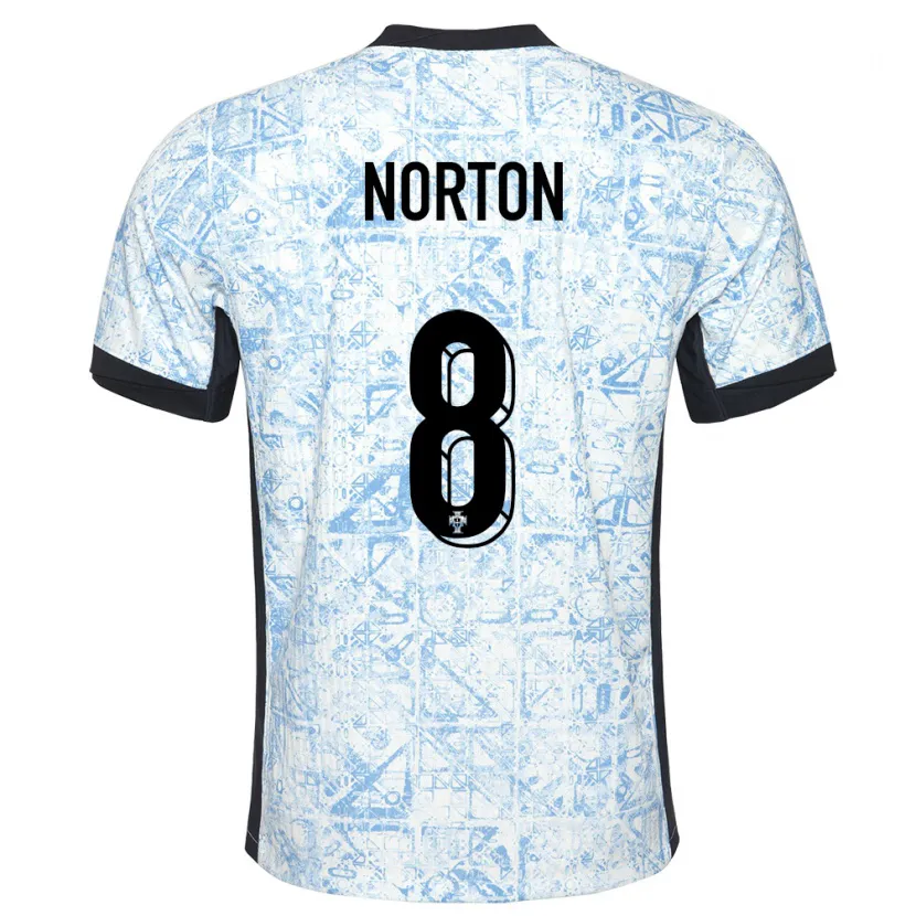 Danxen Kinderen Portugal Andreia Norton #8 Crème Blauw Uitshirt Uittenue 24-26 T-Shirt