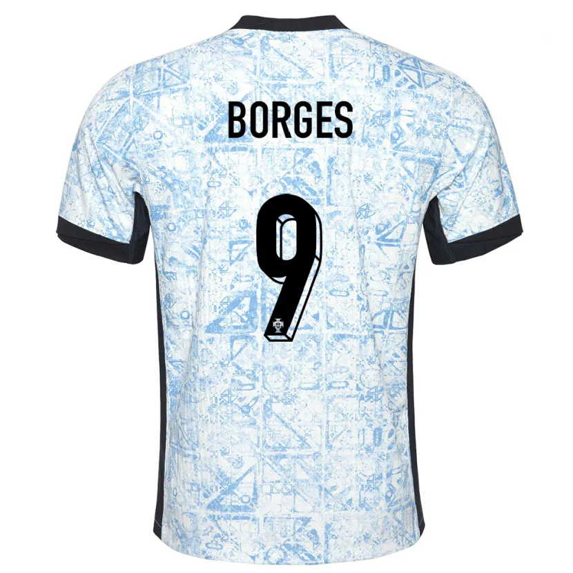 Danxen Kinderen Portugal Ana Borges #9 Crème Blauw Uitshirt Uittenue 24-26 T-Shirt