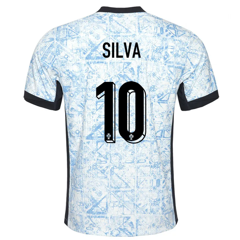 Danxen Kinderen Portugal Jessica Silva #10 Crème Blauw Uitshirt Uittenue 24-26 T-Shirt