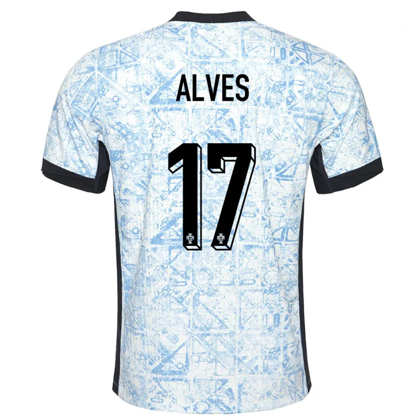 Danxen Kinderen Portugal Lucia Alves #17 Crème Blauw Uitshirt Uittenue 24-26 T-Shirt