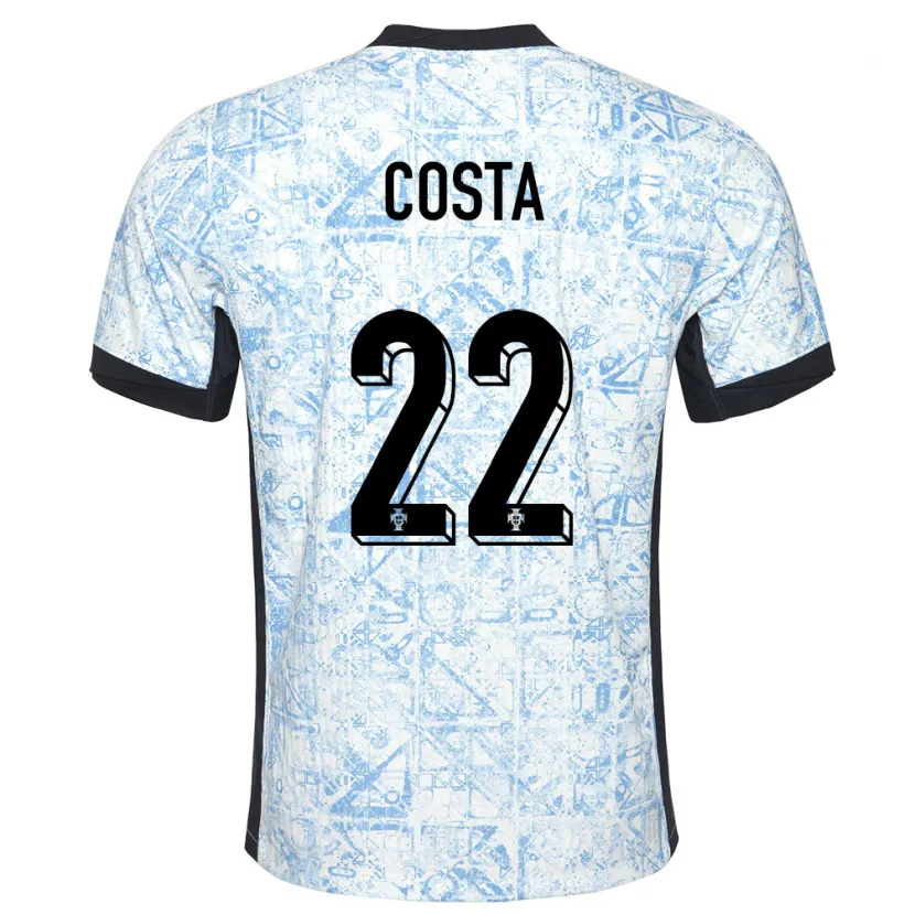 Danxen Kinderen Portugal Rute Costa #22 Crème Blauw Uitshirt Uittenue 24-26 T-Shirt