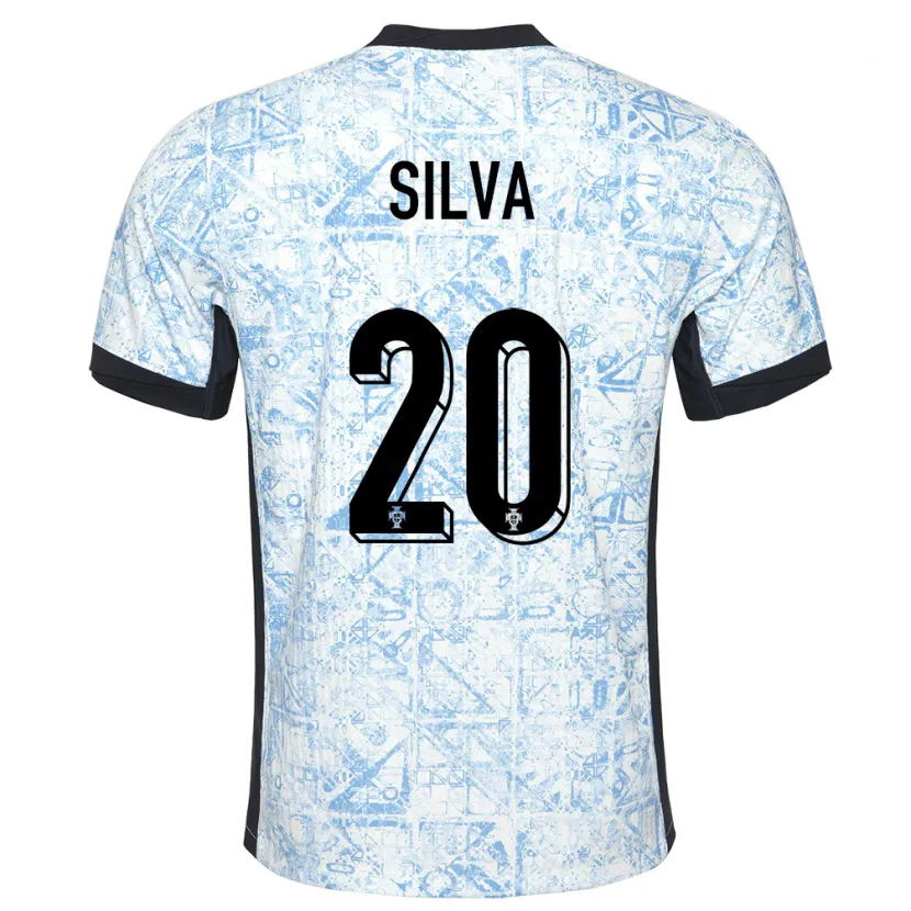 Danxen Kinderen Portugal Fabio Silva #20 Crème Blauw Uitshirt Uittenue 24-26 T-Shirt