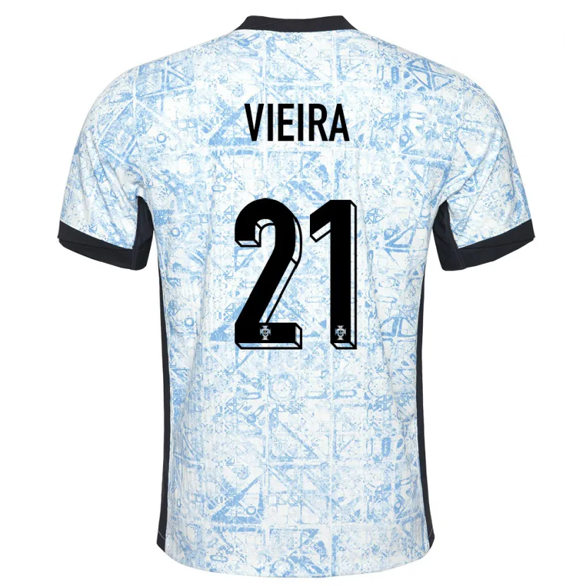 Danxen Kinderen Portugal Fabio Vieira #21 Crème Blauw Uitshirt Uittenue 24-26 T-Shirt