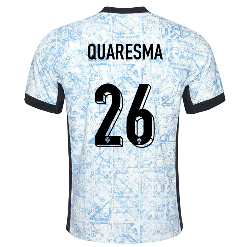 Danxen Kinderen Portugal Eduardo Quaresma #26 Crème Blauw Uitshirt Uittenue 24-26 T-Shirt