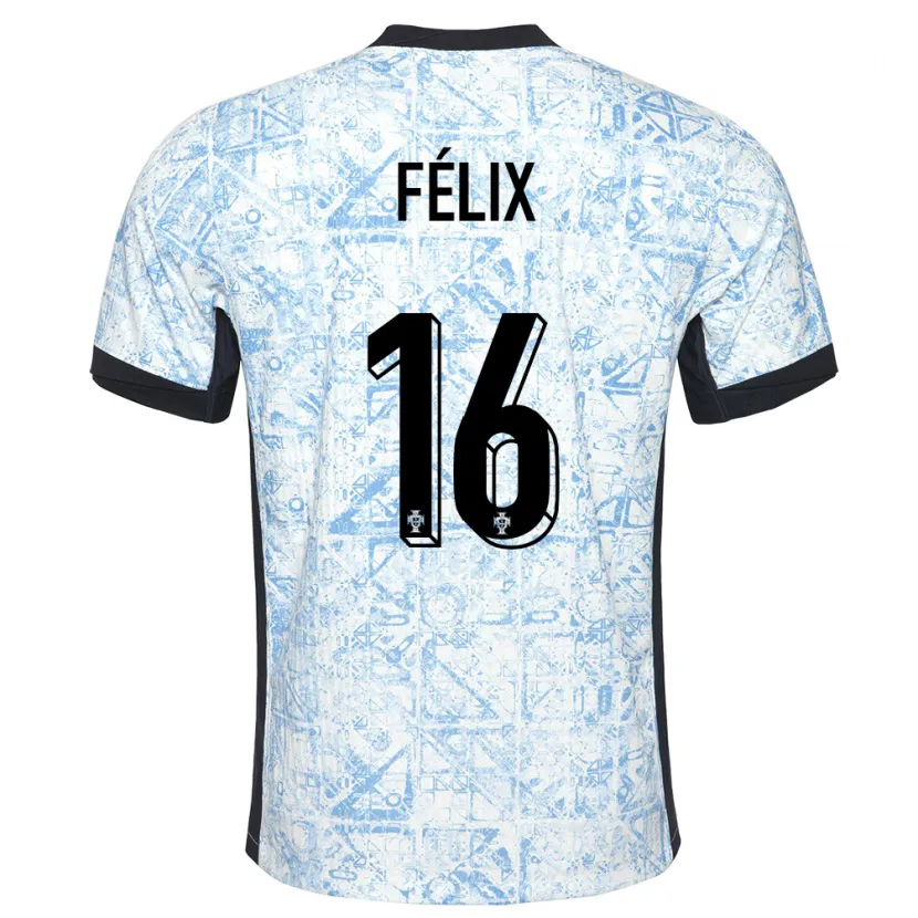 Danxen Kinderen Portugal Hugo Felix #16 Crème Blauw Uitshirt Uittenue 24-26 T-Shirt