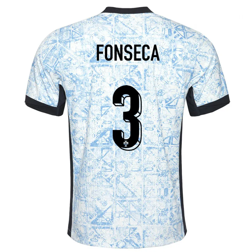 Danxen Kinderen Portugal Joao Fonseca #3 Crème Blauw Uitshirt Uittenue 24-26 T-Shirt
