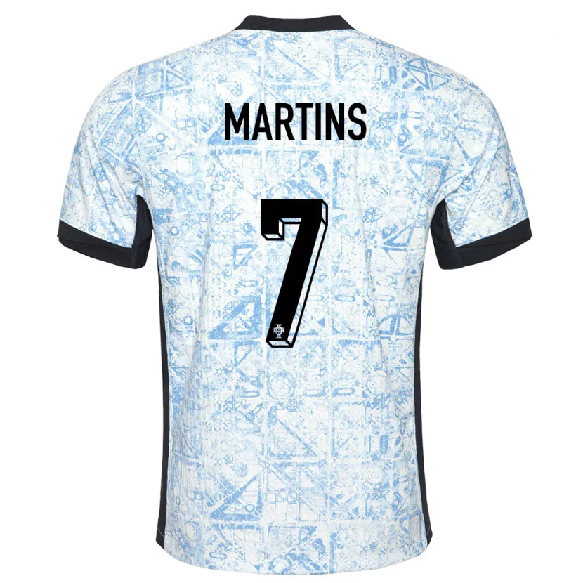 Danxen Kinderen Portugal Gil Martins #7 Crème Blauw Uitshirt Uittenue 24-26 T-Shirt
