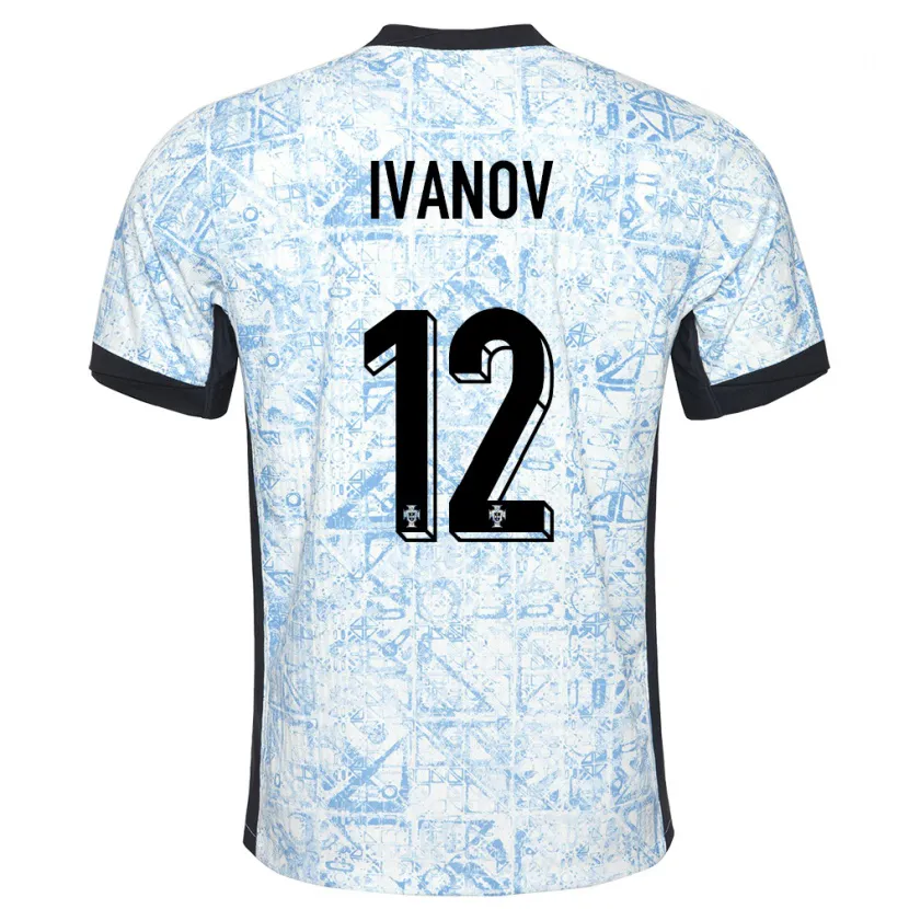 Danxen Kinderen Portugal David Ivanov #12 Crème Blauw Uitshirt Uittenue 24-26 T-Shirt