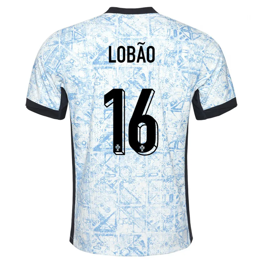 Danxen Kinderen Portugal Diogo Lobao #16 Crème Blauw Uitshirt Uittenue 24-26 T-Shirt