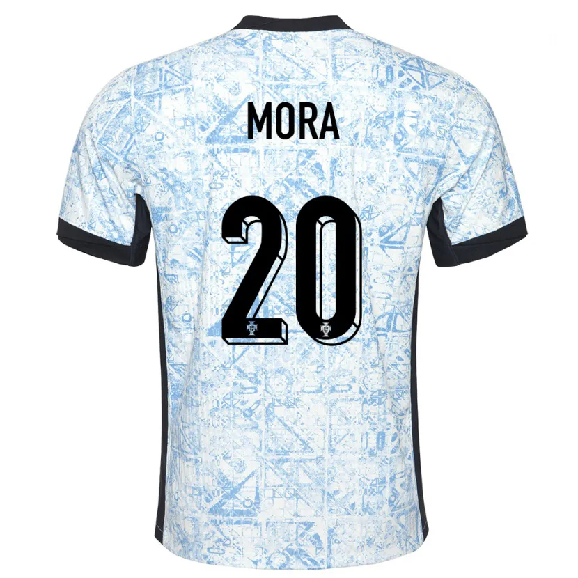 Danxen Kinderen Portugal Rodrigo Mora #20 Crème Blauw Uitshirt Uittenue 24-26 T-Shirt