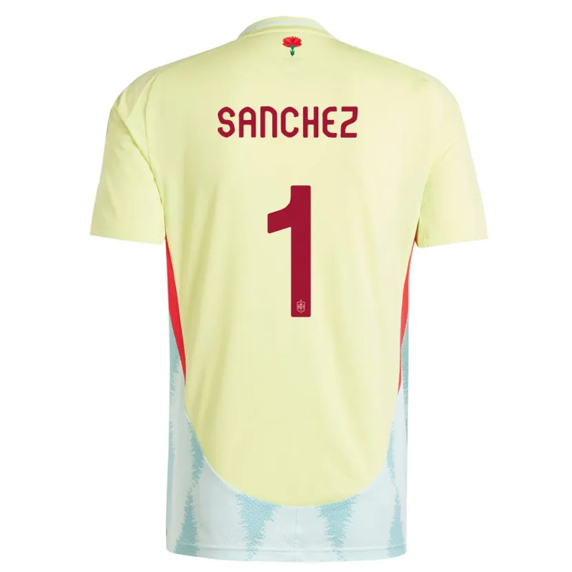 Danxen Kinderen Spanje Robert Sanchez #1 Geel Uitshirt Uittenue 24-26 T-Shirt