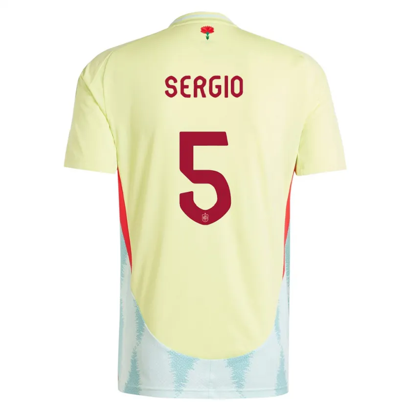 Danxen Kinderen Spanje Sergio Busquets #5 Geel Uitshirt Uittenue 24-26 T-Shirt