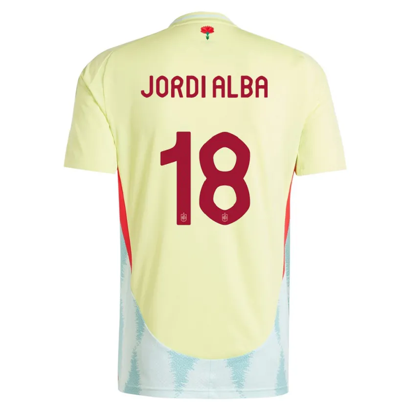 Danxen Kinderen Spanje Jordi Alba #18 Geel Uitshirt Uittenue 24-26 T-Shirt