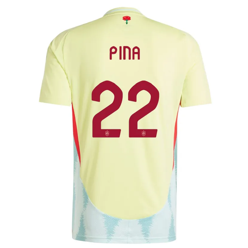 Danxen Kinderen Spanje Claudia Pina #22 Geel Uitshirt Uittenue 24-26 T-Shirt