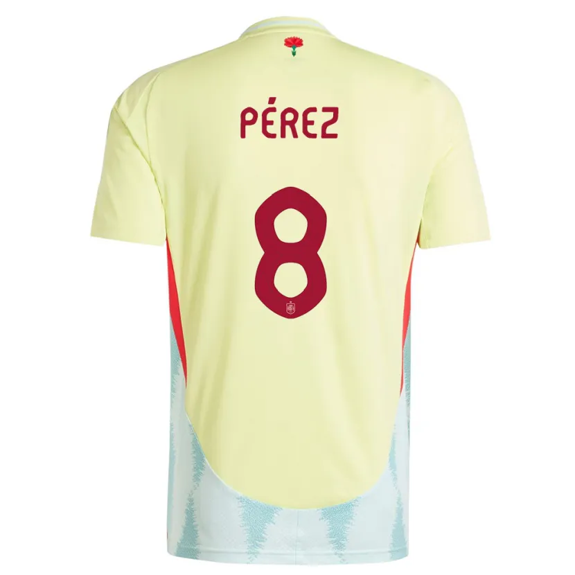 Danxen Kinderen Spanje Dani Perez #8 Geel Uitshirt Uittenue 24-26 T-Shirt