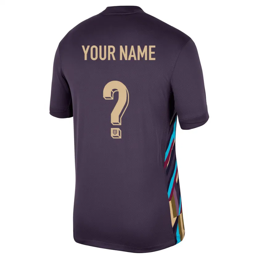 Danxen Kinderen Engeland Uw Naam #0 Donkere Rozijn Uitshirt Uittenue 24-26 T-Shirt