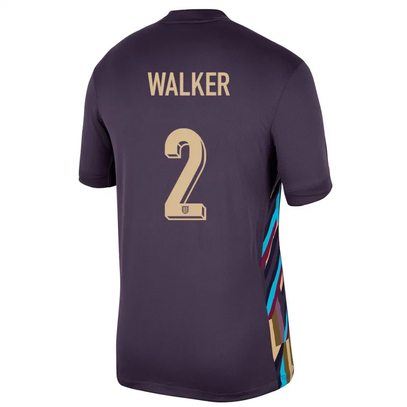Danxen Kinderen Engeland Kyle Walker #2 Donkere Rozijn Uitshirt Uittenue 24-26 T-Shirt