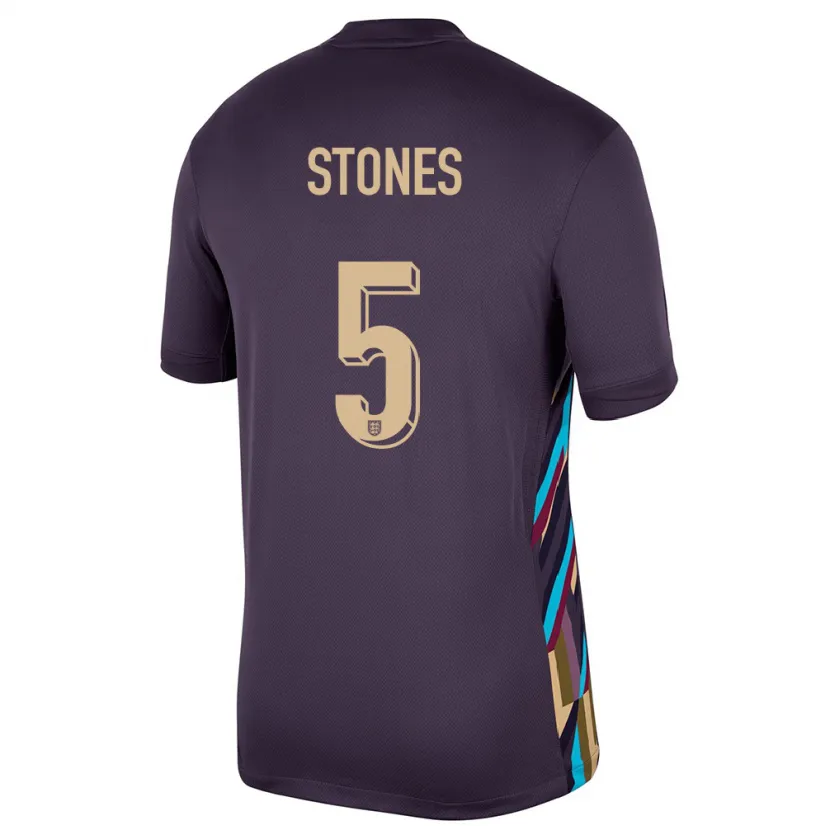 Danxen Kinderen Engeland John Stones #5 Donkere Rozijn Uitshirt Uittenue 24-26 T-Shirt