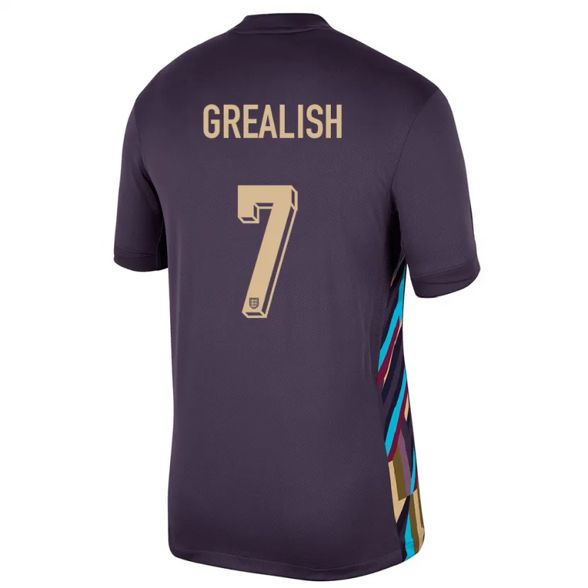 Danxen Kinderen Engeland Jack Grealish #7 Donkere Rozijn Uitshirt Uittenue 24-26 T-Shirt