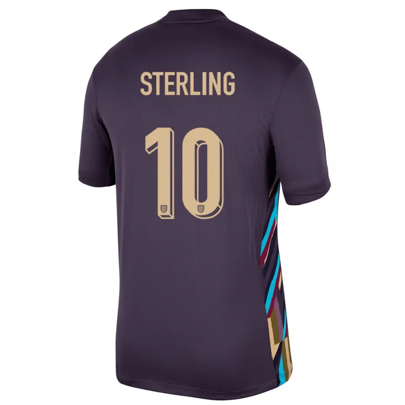 Danxen Kinderen Engeland Raheem Sterling #10 Donkere Rozijn Uitshirt Uittenue 24-26 T-Shirt